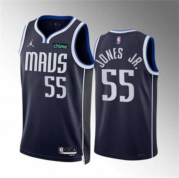 Men%27s Dallas Mavericks #55 Derrick Jones Jr Navy Statement Edition Stitched Basketball Jersey Dzhi->dallas mavericks->NBA Jersey